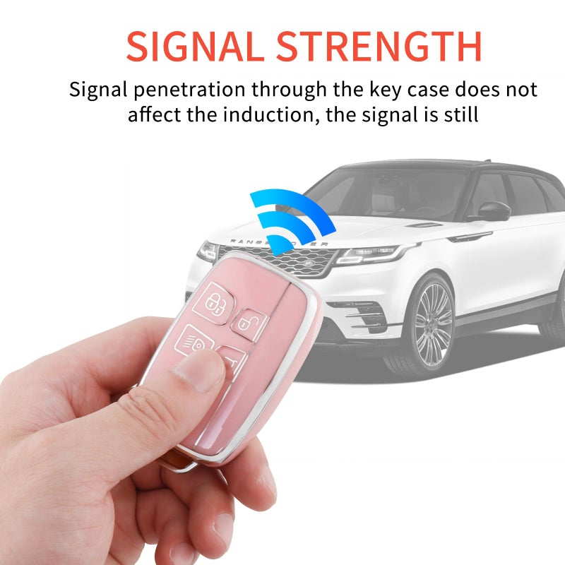 Pangpai Pink Key Fob Cover for Land Rover Jaguar, Soft TPU Key Case Protection with Bling Keychain Fit for Evoque Velar Sport Discovery Freelander2 LR4 Sport Jaguar XF XJ XE F-PACE F-TYPE - Image 5